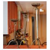 (3) Decorative 3 Legged Candle Holders