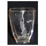 KJELLANDER COPPER WHEEL ENGRAVED ART GLASS VASE
