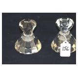 PAIR FACETED CLEAN CRYSTAL PERFUME BOTTLES