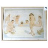 MID CENTURY HAND-COLORED ETCHING
