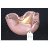 MURANO GOLD FLECKED AND PINK ASHTRAY