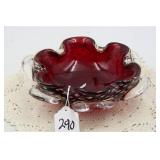MURANO RUBY RED & CLEAR "BULLICANTE" BOWL