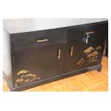BLACK LACQUER CHINOISERIE ACCENT CABINET