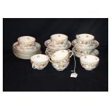 (9) ROYAL DRESDEN CUPS & SAUCERS