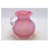 FENTON CRANBERRRY OPAL HOBNAIL PITCHER