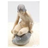 ROYAL COPENHAGEN GIRL ON ROCK FIGURINE
