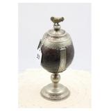 SILVER MOUNTED CARVED COCONUT SHELL GOBLET
