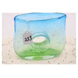UNSIGNED ART GLASS DOUGHNUT HOLE VASE
