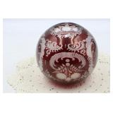 BOHEMIAN RUBY CUT TO CLEAR GLOBE VASE