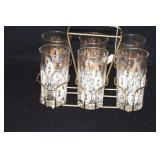 FEDERAL GLASS SILHOUETTE TUMBLER SET & CADDY