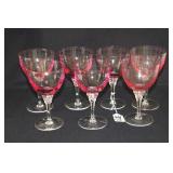 (7) TIFFIN FRANCISCAN WISTERIA PINK WINE GLASSES