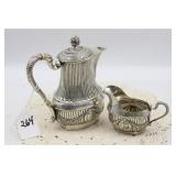 ENGLISH STERLING SILVER CHOCOLATE POT AND CREAMER