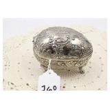 SILVER PLATED EGG SHAPE TRINKET BOX