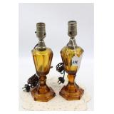 PAIR 1930S AMBER VANITY BOUDOIR LAMPS