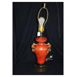 CHINESE CORAL RED PORCELAIN TABLE LAMP