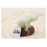 CARVED GREEN ONYX ELEPHANT FIGURINE