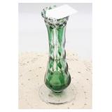 VAL ST. LAMBERT GREEN CUT TO CLEAR VASE