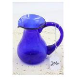 HAND BLOWN COBALT BLUE PITCHER