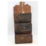 CHINESE CARVED WALL MOUNT WOOD LETTER HOLDER