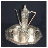 JAPANESE SILVER ON COPPER TEASET