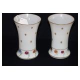 PAIR HAND PAINTED BRISTOL STYLE VASES