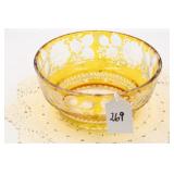 BOHEMIAN AMBER CUT TO CLEAR BOWL