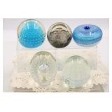 (5) GLASS PAPERWEIGHTS