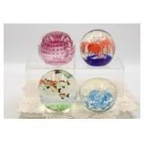 (4) GLASS PAPERWEIGHTS
