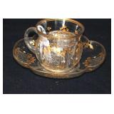 MOSER? ART GLASS CUP & SAUCER