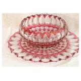 RUBY FLASH PUNCH BOWL AND UNDERPLATE