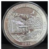 2014 ATB 5OZ SILVER SMOKY MOUNTAINS TN COIN