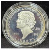 1993 THOMAS JEFFERSON PROOF SILVER DOLLAR