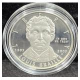 2009 LOUIS BRAILLE BICENTENNIAL PROOF SILVER