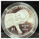 2015 MARCH OF DIMES PROOF SILVER DOLLAR