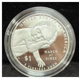 2015 MARCH OF DIMES PROOF SILVER DOLLAR