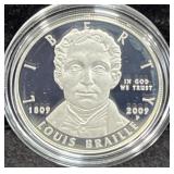 2009 LOUIS BRAILLE BICENTENNIAL PROOF SILVER
