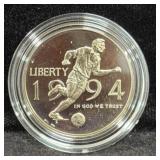 1994 WORLD CUP USA COMM. PROOF CLAD HALF DOLLAR