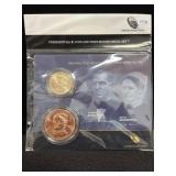 PRESIDENTIAL $1 COIN & 1ST SPOUSE METAL SET