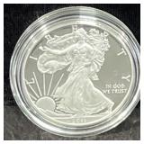 2011-W PROOF SILVER EAGLE - BOX AND COA