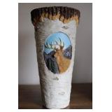 Birch Bark w/ Deer Rustic Vase