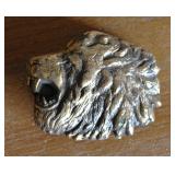 Solid Brass Lion Head Belt Buckle