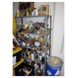 Metal Storage Shelf Full of Garage Items