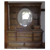 Solid Oak Vanity Style Hutch Dresser