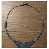 Alpaca Mexico Choker Aztec Inlaid Necklace