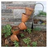 Terracotta Stacked Pots on Shepards Hook