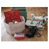 Singer Sewing 221K Machine w/ Sewing Materials