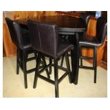 MCM Triangle Wooden Table w/ Bench Seat & 4 Chairs