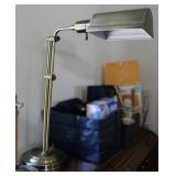 Silver Tone Bent Arm Office Desk Lamp