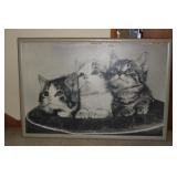 Massive (3) Kitten Wooden Print Framed