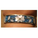 Alpaca Inlaid Floral Mother of Pearl Cuff Bracelet